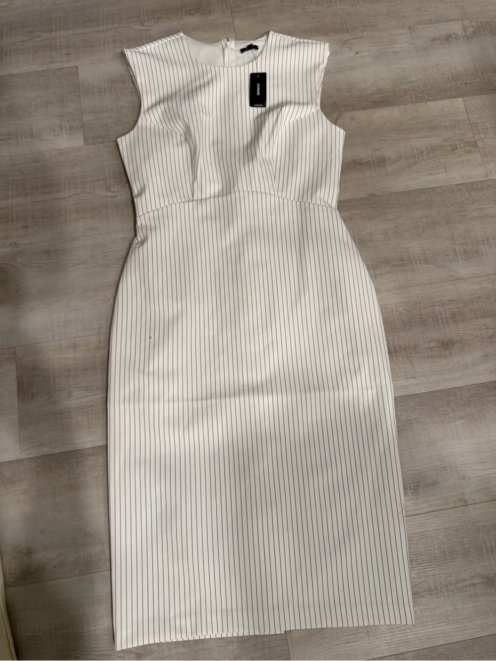 Express White Pinstripe Midi Sheath Dress
